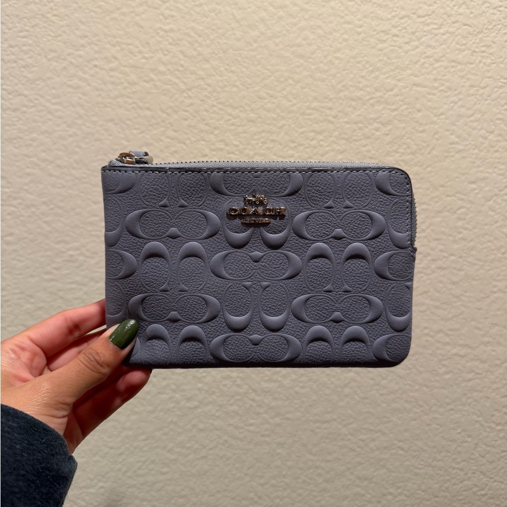 Coach Embossed Gray Wristlet